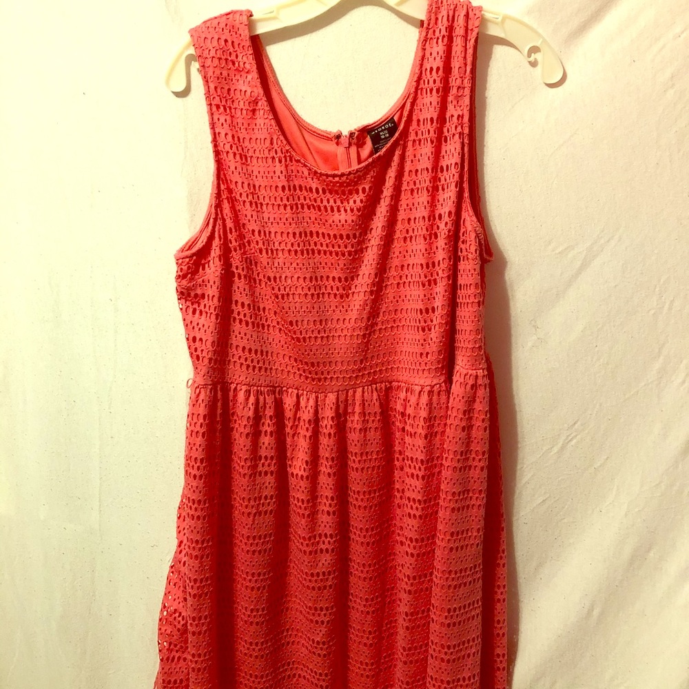 Crochet style pink sundress